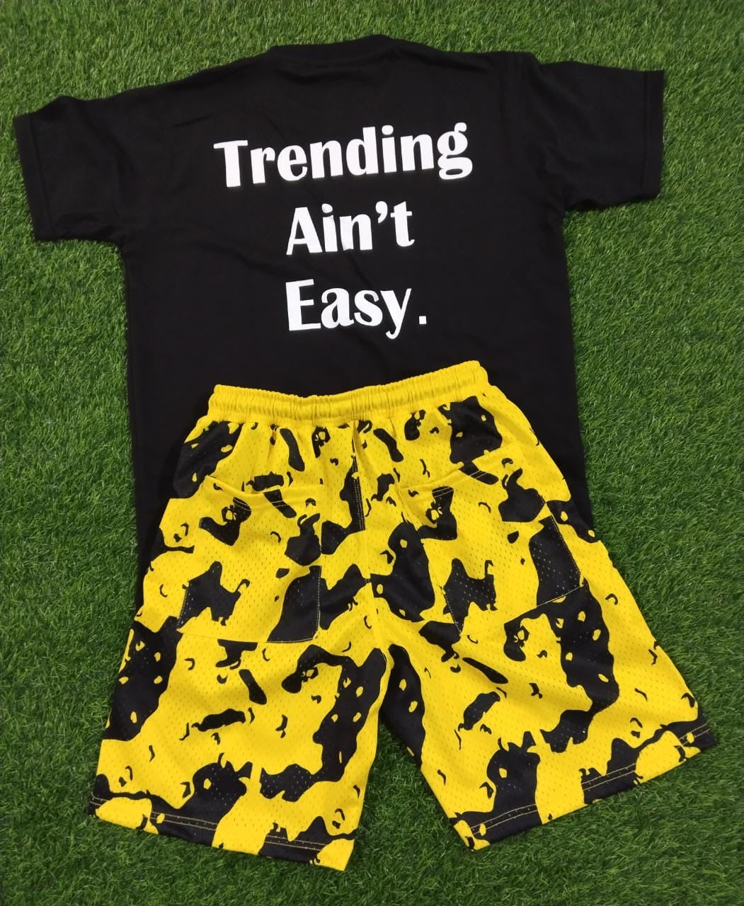 Trending Ain’t Easy Camo shorts sets.